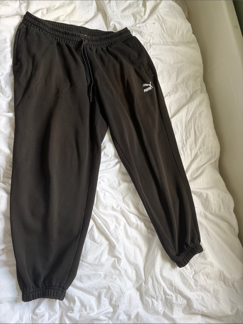 Puma Black Jogger Sweatpants with White Logo